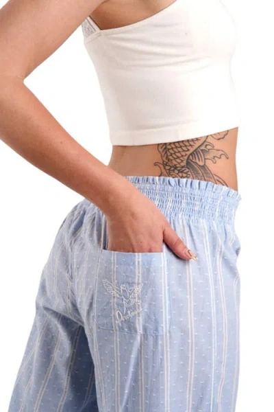 Peachaus Chicory Striped Woven-cotton Pajama Pants In Glacier Blue