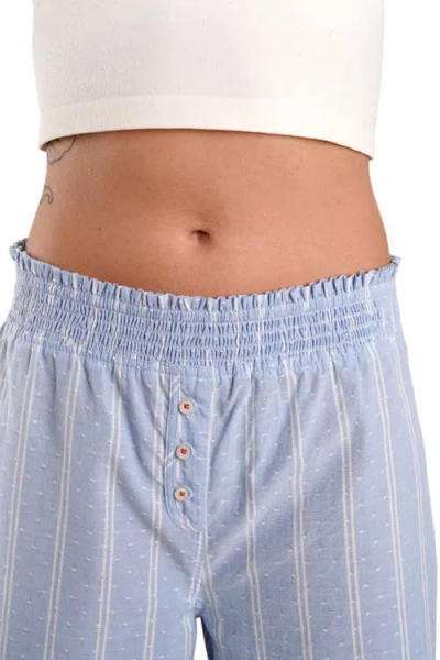 Peachaus Chicory Striped Woven-cotton Pajama Pants In Glacier Blue