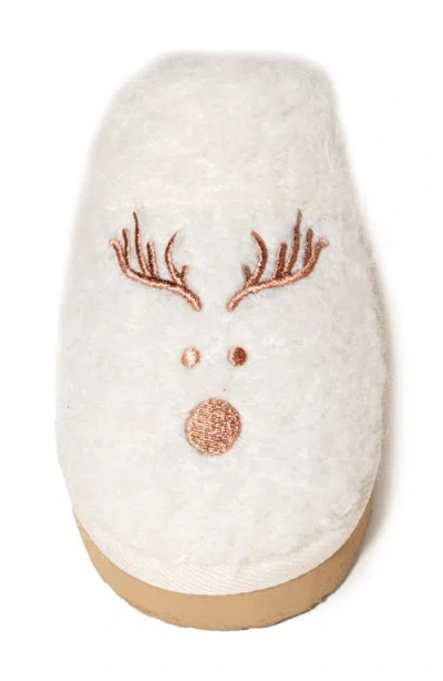 Minnetonka Reindeer Wool Blend Scuff Slipper In Stone