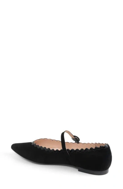 Patricia Green Sutton Scallop Pointed Toe Mary Jane Flat In Black