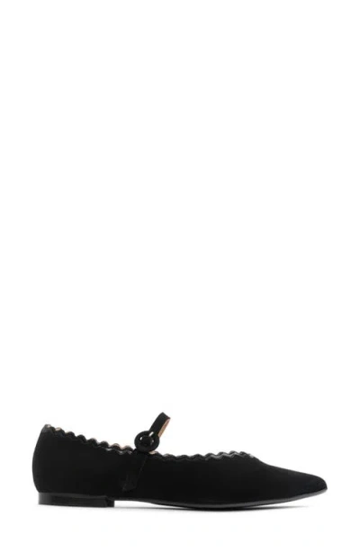Patricia Green Sutton Scallop Pointed Toe Mary Jane Flat In Black