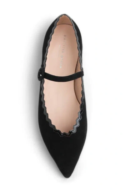 Patricia Green Sutton Scallop Pointed Toe Mary Jane Flat In Black