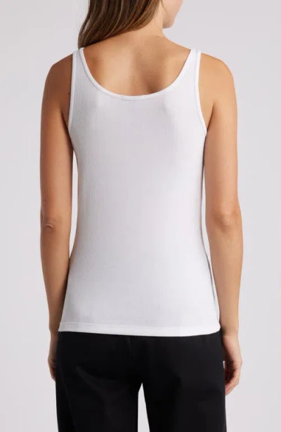 Eileen Fisher Scoop Neck Stretch Organic Cotton Tank In White