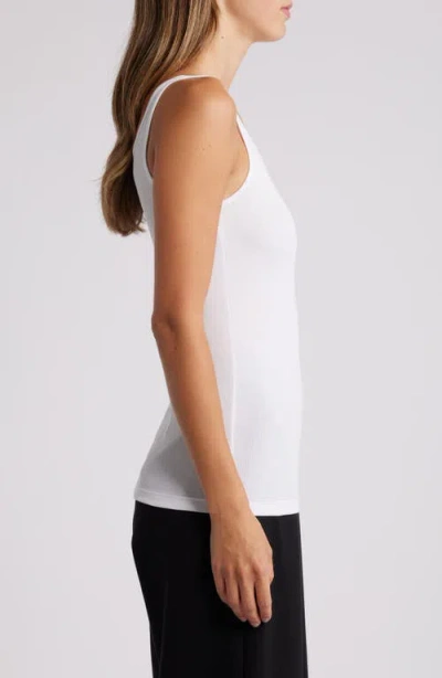 Eileen Fisher Scoop Neck Stretch Organic Cotton Tank In White