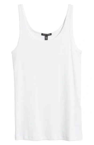 Eileen Fisher Scoop Neck Stretch Organic Cotton Tank In White