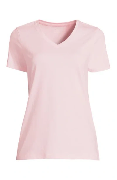 Lands' End Relaxed Supima Cotton V-neck T-shirt In Simply Pink