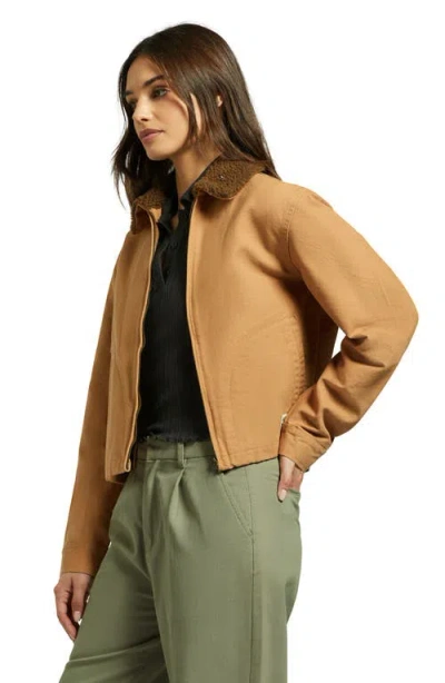 Brixton Mechanic's Garage Cotton Canvas Jacket In Tobacco Brown