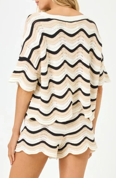 Shop L*space Lspace Make Waves Stripe Short Sleeve Cover-up Shirt In Costa Nova Waves