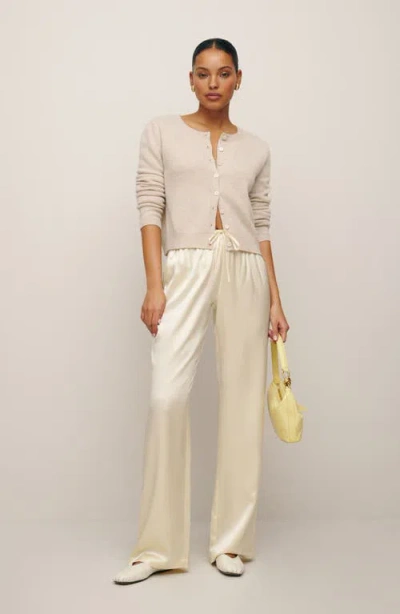 Reformation Olina Silk Drawstring Pants In Sugar