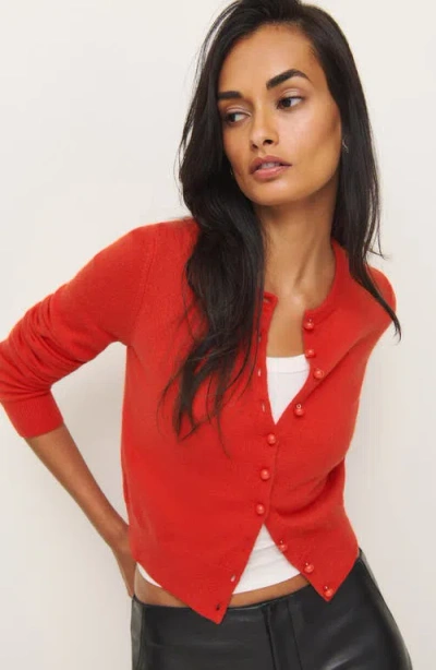 Shop Reformation Caspia Recycled Cashmere & Wool Blend Crop Cardigan In Paprika