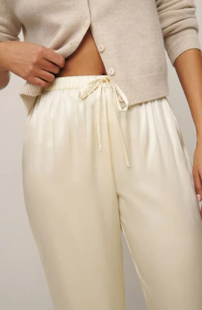 Reformation Olina Silk Drawstring Pants In Sugar