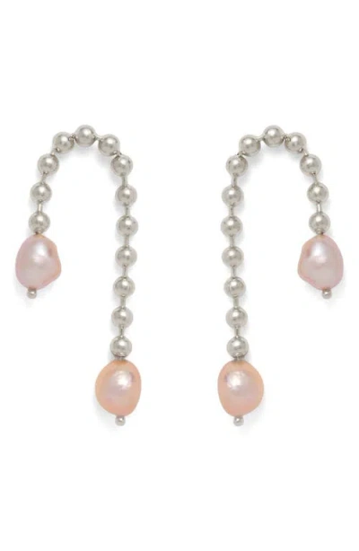 Lady Grey Frankie Pearl Drop Earrings In Silver/pearl