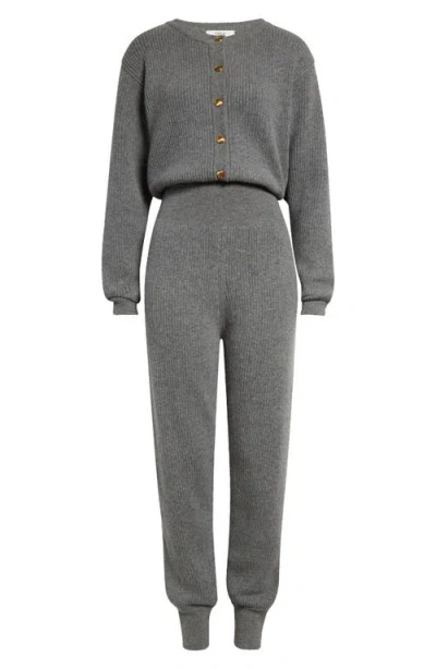 Shop Chloé Wool & Cashmere Rib Jumpsuit In Divine Grey