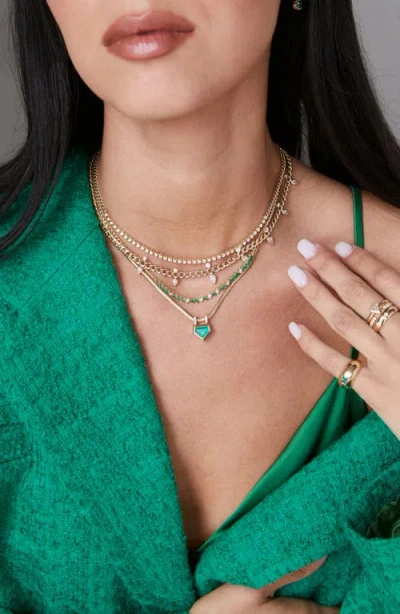 Zoë Chicco Emerald & Diamond Tennis Necklace In 14k Yellow Gold