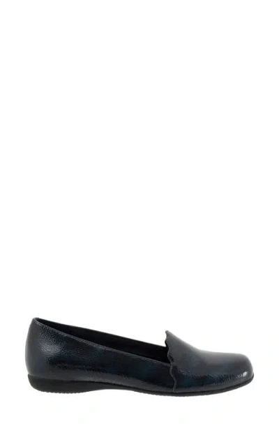 Trotters Sage Flat In Navy Patent