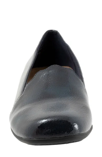 Trotters Sage Flat In Navy Patent