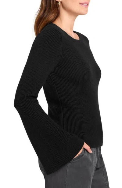 Splendid Farah Rib Crewneck Sweater In Black