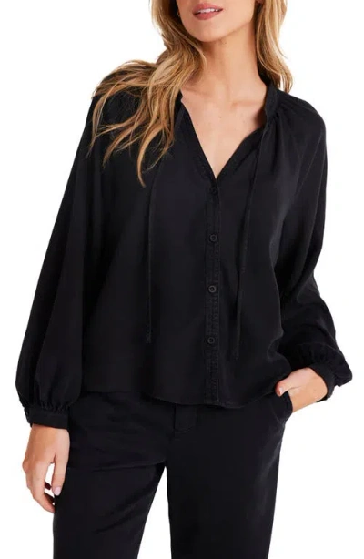 Bella Dahl Raglan Sleeve Button-up Top In Vintage Black