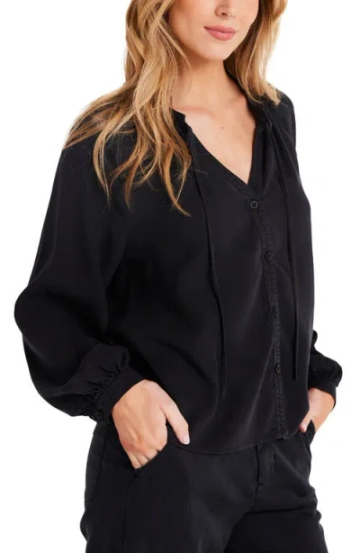 Bella Dahl Raglan Sleeve Button-up Top In Vintage Black