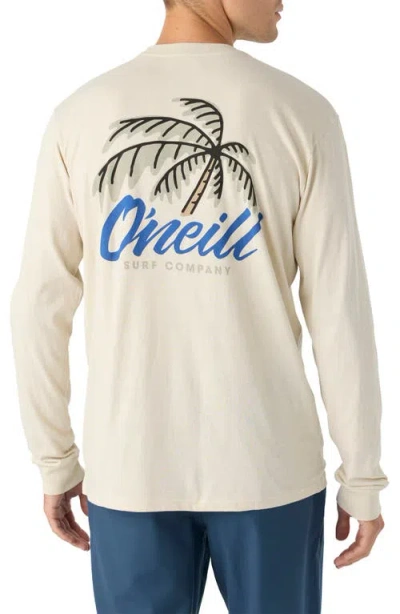 Shop O'neill Tilt Long Sleeve Cotton Graphic T-shirt In Light Khaki