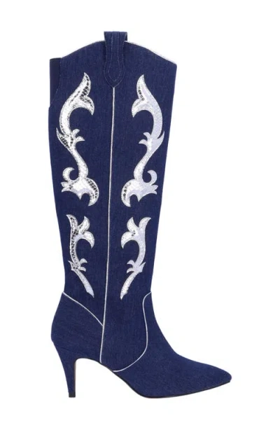 J. Reneé Siera Knee High Western Boot In Blue