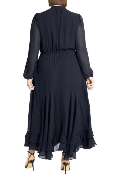 Shop City Chic Yasmin Long Sleeve Maxi Dress In Navy