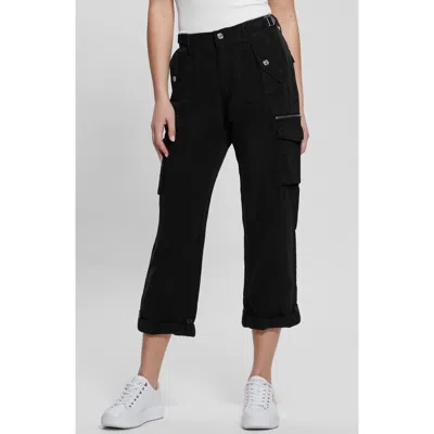 Guess Nessi Cargo Pants In Jet Black Multi