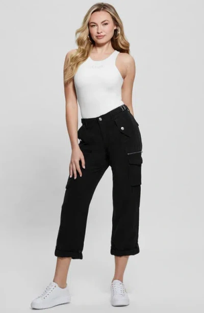 Guess Nessi Cargo Pants In Jet Black Multi
