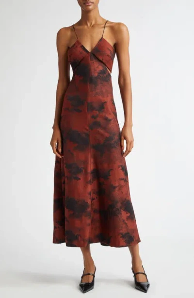 Shop Bite Studios Aquilone Strap Cutout Wool Jacquard Midi Dress In Red/black