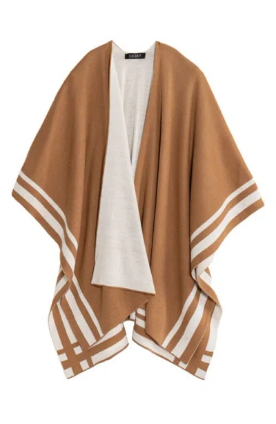 Ralph Lauren Two-tone Reversible Ruana In Camel/cream