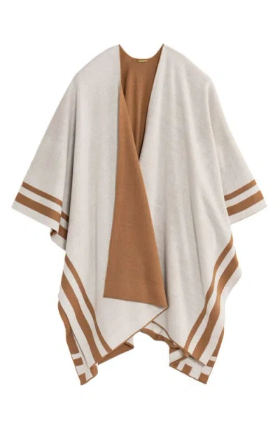 Ralph Lauren Two-tone Reversible Ruana In Camel/cream