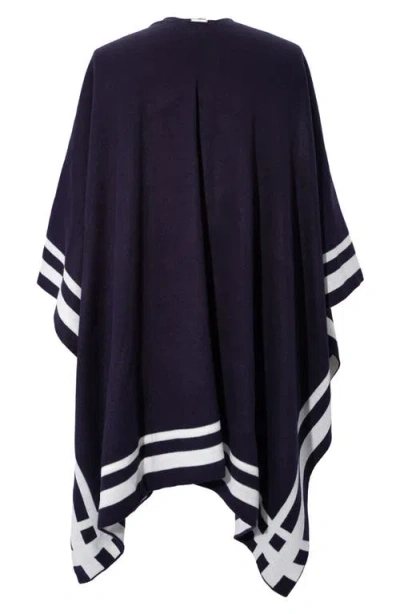Ralph Lauren Lauren  Jet Setter Reversible Knit Poncho In Navy/cream