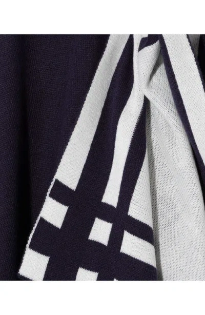 Ralph Lauren Lauren  Jet Setter Reversible Knit Poncho In Navy/cream