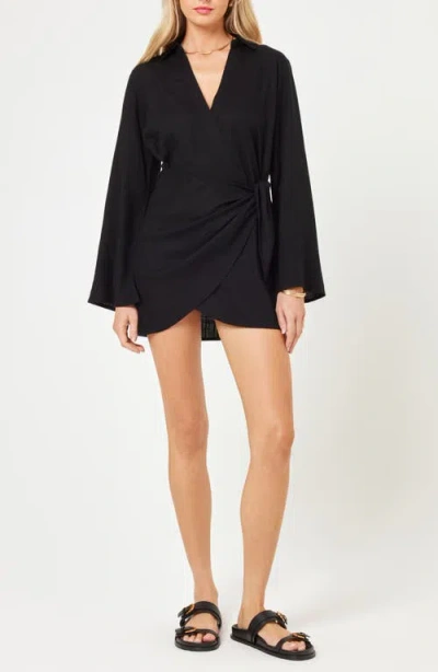 L*SPACE LSPACE LAS PALMAS LONG SLEEVE COVER-UP WRAP DRESS 