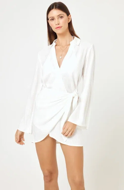 L*space Lspace Las Palmas Long Sleeve Cover-up Wrap Dress In Cream