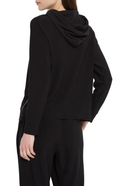 Shop Lyssé Julia Beaded Trim Stretch Crepe Hoodie In Black