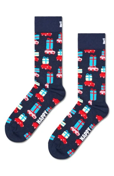 Happy Socks Assorted 3-pack Holiday Crew Socks Gift Set In Navy