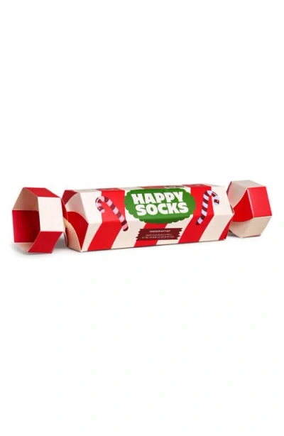 Happy Socks Assorted 2-pack Holiday Crew Socks Gift Set In Dark Red