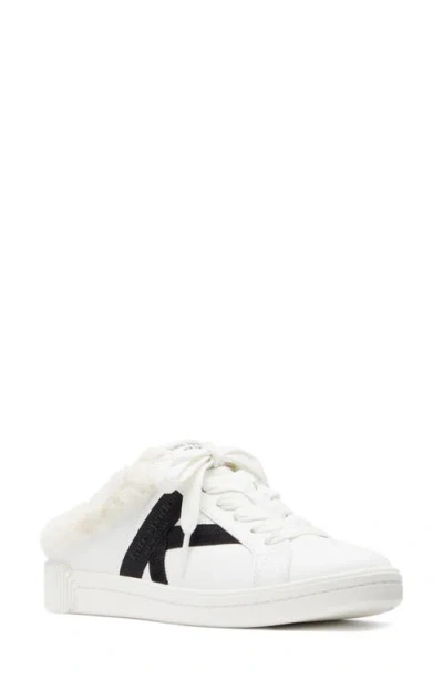 Kate Spade New York Signature Faux Fur Lined Mule Sneaker In True White/black