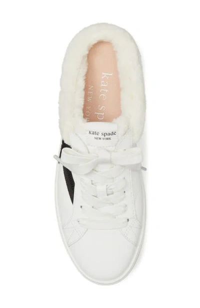 Kate Spade New York Signature Faux Fur Lined Mule Sneaker In True White/black