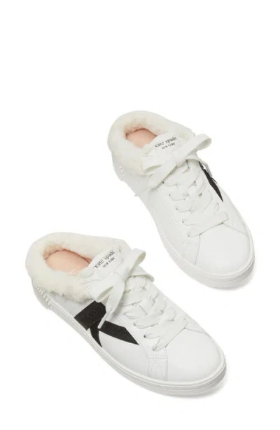 Kate Spade New York Signature Faux Fur Lined Mule Sneaker In True White/black