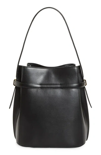 Totême Belted Palmellata Leather Bucket Bag In Black