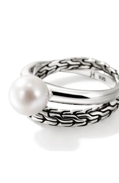 John Hardy Essential Pearl Stackable Ring In Silver/pearl
