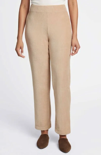 Foxcroft Caden Plush Corduroy Pants In Khaki