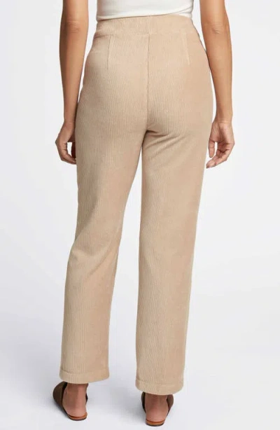 Foxcroft Caden Plush Corduroy Pants In Khaki