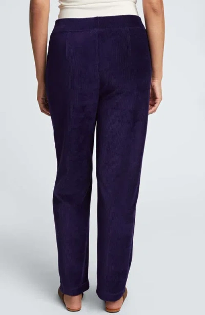 Foxcroft Caden Plush Corduroy Pants In Deep Purple