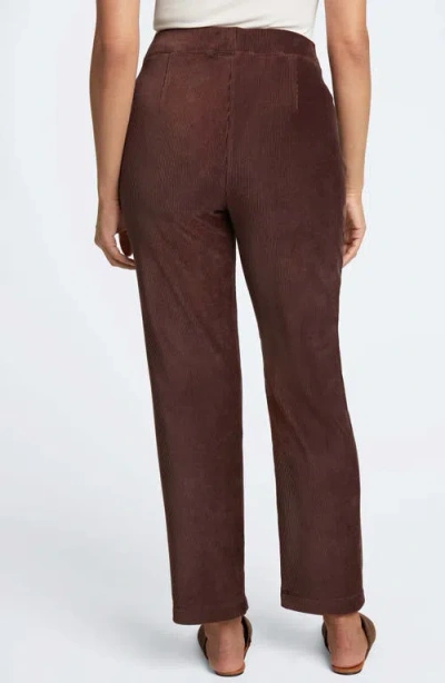 Foxcroft Caden Plush Corduroy Pants In Chocolate