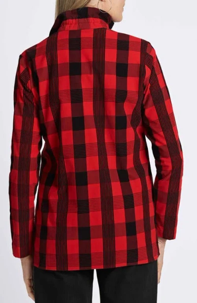 Foxcroft Carolina Buffalo Check Non-iron Corduroy Button-up Shirt In Red