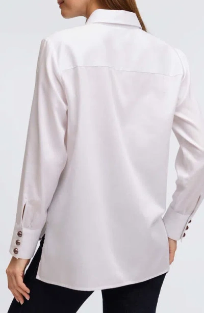 Foxcroft Matte Sateen Button-up Shirt In White