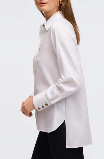 Foxcroft Matte Sateen Button-up Shirt In White
